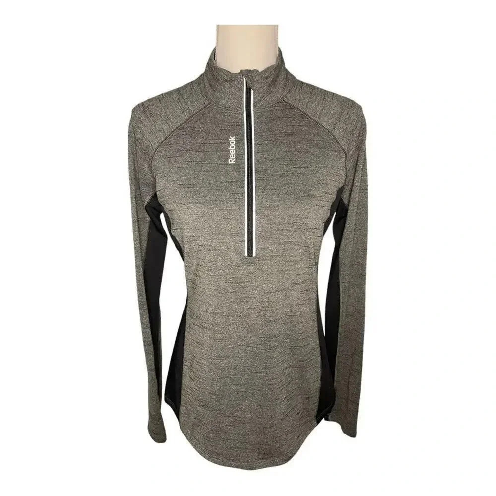 Reebok Women’s Medium Gray Sport Cold Weather Compression Fitted 1/2 Zip Jacket